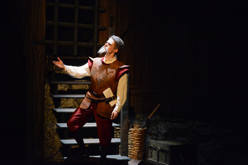 Lincoln Academy student Jonah Daiute stars as Miguel de Cervantes/Don Quixote in the Heartwood Regional Theater Company/LA production of "Man of La Mancha," which runs through Nov. 4 at the Parker B. Poe Theater in Newcastle. (Photo courtesy Jenny Mayher)