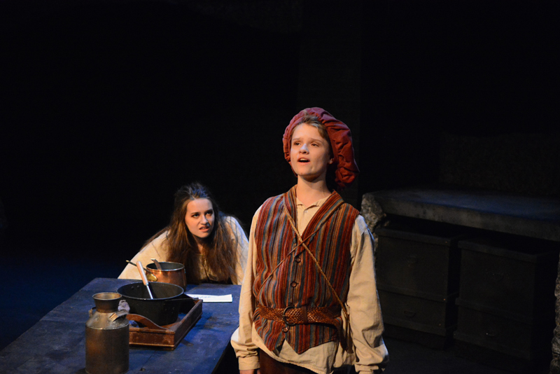 May Halm plays Aldonza and Andrew Lyndaker plays Sancho Panza in "Man of La Mancha," currently being staged in the Parker B. Poe Theater at Lincoln Academy. (Photo courtesy Jenny Mayher)