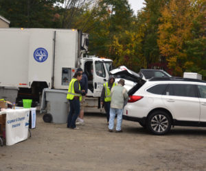The Damariscotta Region Chamber of Commerce's Fall Shred Event at Lincoln County Publishing Co. on Saturday, Oct. 13 brought in more than $1,000 as well as school supply donations for area schools. (Maia Zewert photo)