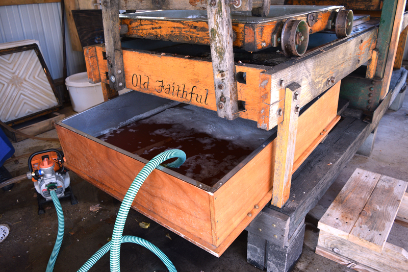 Apple cider is made in the Millers' pressing barn. The engraving on the press reads "Old Faithful." (Jessica Clifford photo)