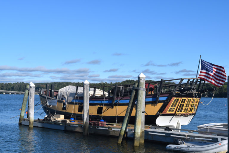 Replica of Revolutionary Warship Providence Docks in Wiscasset For