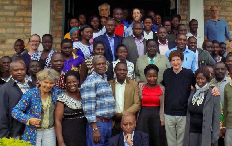 "Uganda Project" flmmaker Robert Fritz (front row, third from right) with Mwalimu Musheshe and students at the Uganda Regional Development and Training school in Uganda.