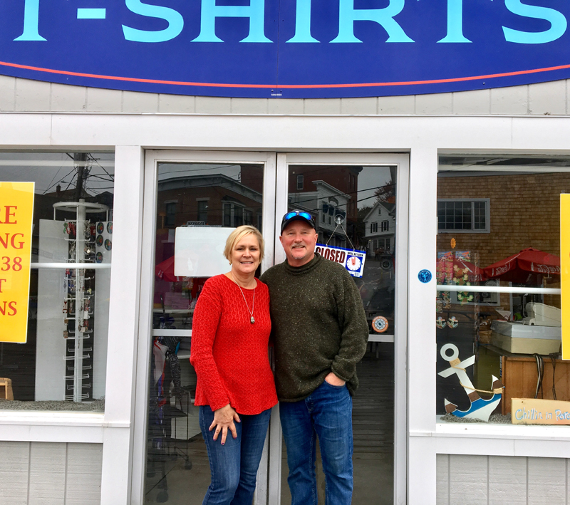 Dianne and Mark Gimbel at the location of their new business, the Windjammer Maritime Heritage Store. The museum and retail shop will open on Memorial Day weekend 2019. (Suzi Thayer photo)