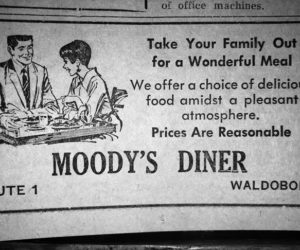 An advertisement for Moody's Diner in the Nov. 7, 1968 edition of The Lincoln County News.