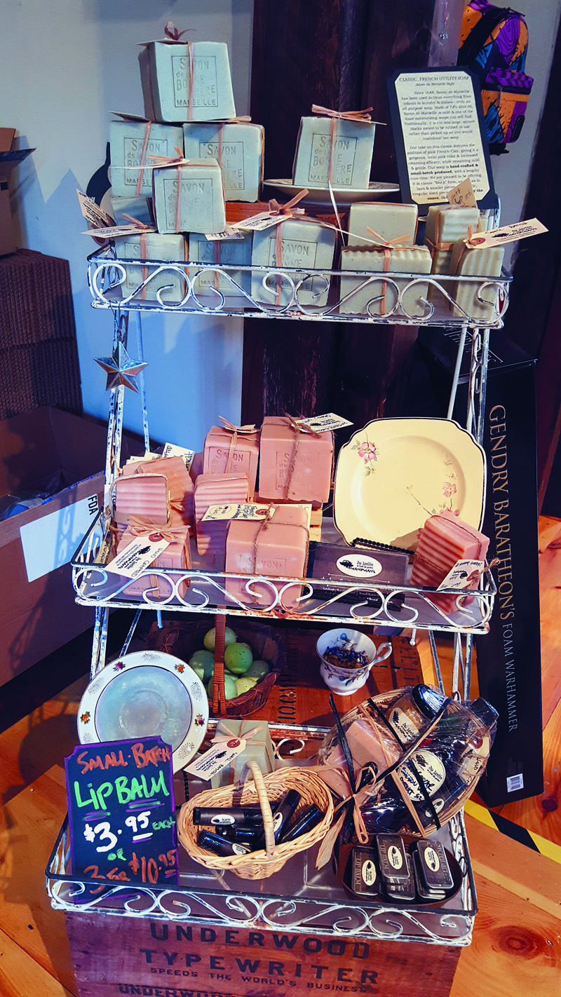 Du Jardin offers a variety of homemade beauty products such as soap, shampoo, and lip balm.