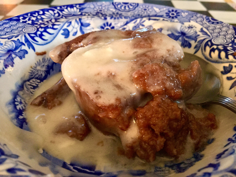 Warm chocolate bread pudding with hard sauce melting over it is totally ridiculous. (Suzi Thayer photo)