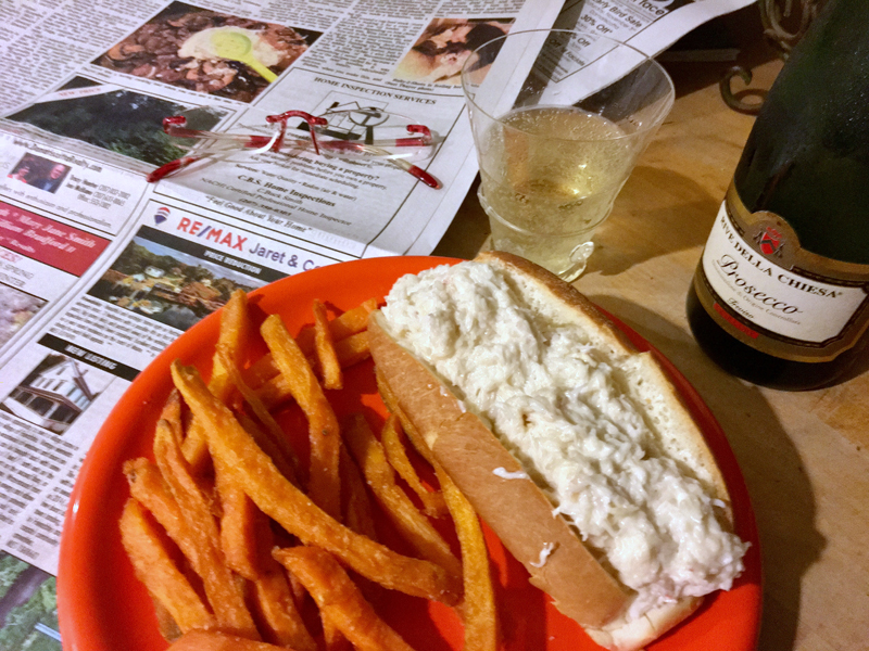 Don't tell Wendy, but I had a crab roll with sweet potato fries (Alexia) the night before she arrived. (Suzi Thayer photo)