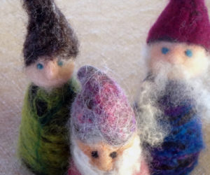 Felted Yule gnomes handcrafted by Kristen Bishop. (Photo courtesy Kelly Payson-Roopchand)