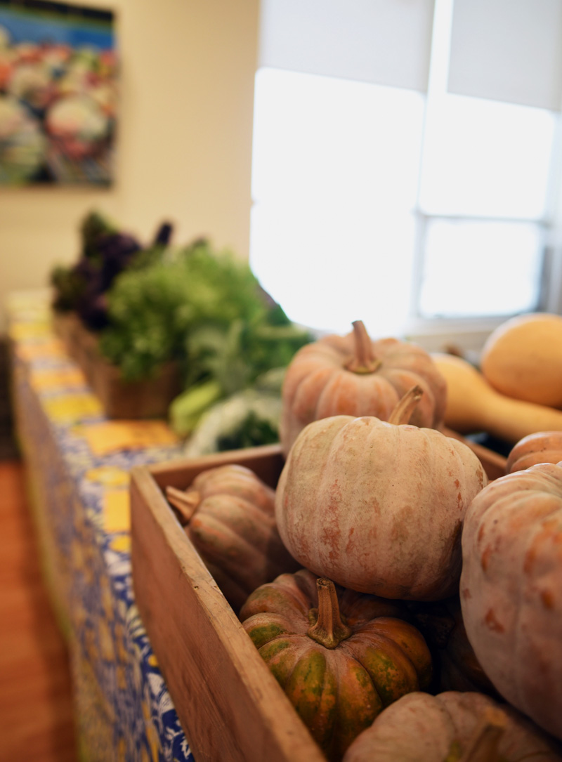 Produce from Morning Dew Farm on display at the farmers market at the CLC YMCA on Nov. 16. (Jessica Picard photo)