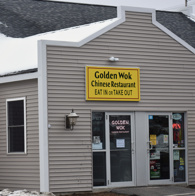 The entrance to the new location of the Golden Wok, a Chinese restaurant, at 25 Washington Road in Waldoboro. The restaurant was formerly in downtown Wiscasset. (Alexander Violo photo)