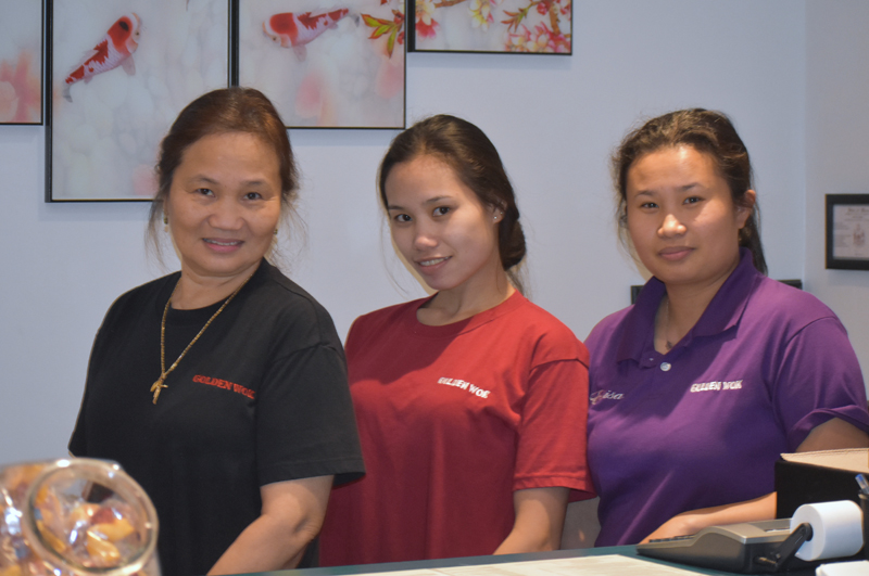 From left: Ninia, Joy, and Eloisa Juntura, of Golden Wok, Waldoboro's new Chinese restaurant. (Alexander Violo photo)