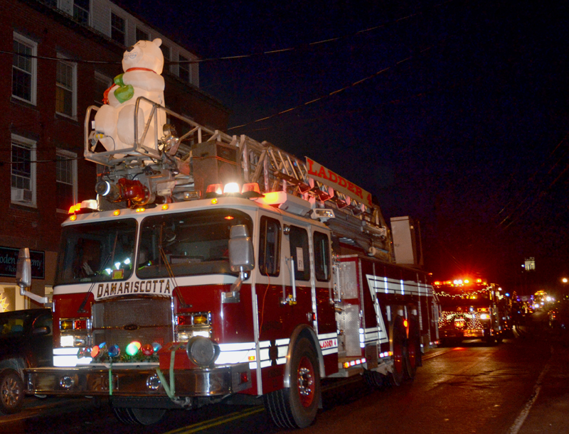 The Damariscotta Fire Department was voted the best fire truck for its entry in the Parade of Lights.