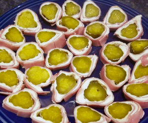 Kathy Lizotte makes these tasty treats, pickle, ham, and cream cheese rolls, for holiday hors d'oeuvres. (Photo courtesy Kathy Lizotte)