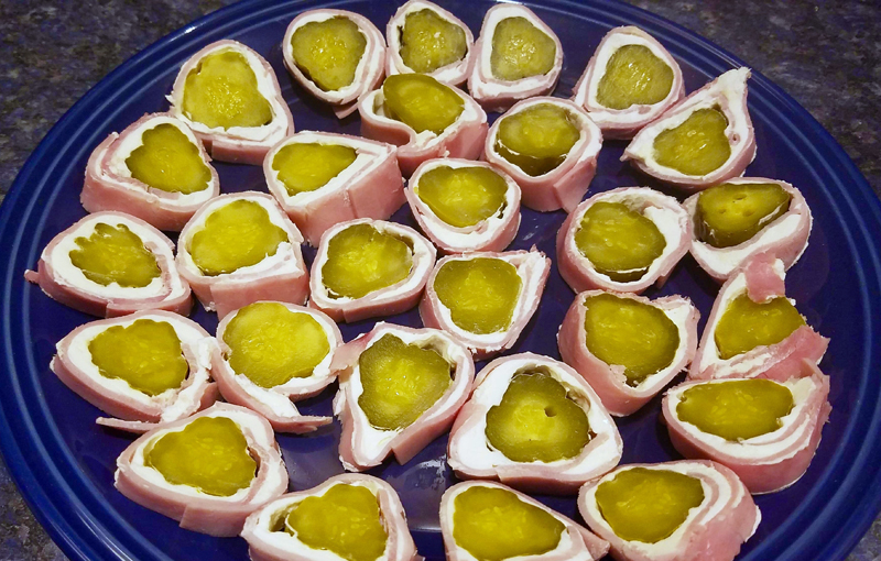 Kathy Lizotte makes these tasty treats, pickle, ham, and cream cheese rolls, for holiday hors d'oeuvres. (Photo courtesy Kathy Lizotte)