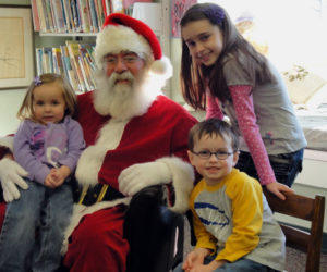 Santa Claus will be at the Waldoboro Public Library to visit with children from 10 a.m. to noon on Saturday, Dec. 15.