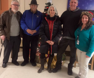 From left: Waldoboro Lions Larry Newbert, Lou Cook, Pamela Edwards, and Scott Lund with Liz Marrone, administrator at the U.S. Department of Veteran Affairs Togus facility in Augusta.