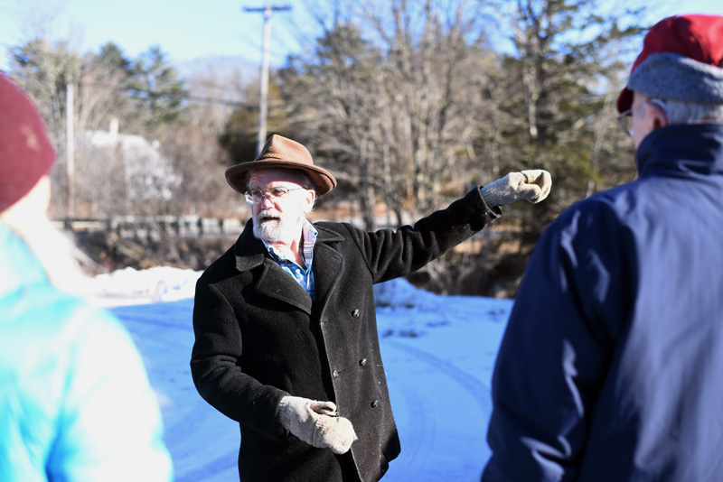 Phil Averill talks about the exterior of the mill building. (Jessica Picard photo)