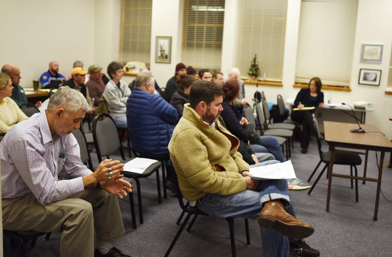 Damariscotta residents and town officials attend a community conversation about marijuana ordinances at the town office Wednesday, Jan. 2. (Jessica Picard photo)