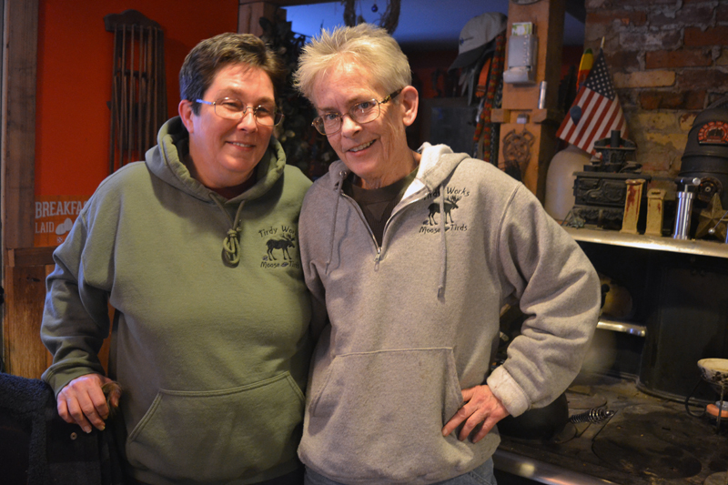 Mary Winchenbach (right) and her wife, Deb Nicholls, the duo behind Tirdy Works, in their Somerville kitchen on Wednesday, Jan. 9. (Christine LaPado-Breglia photo)