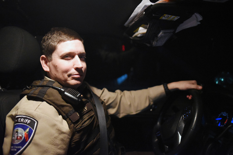 Lincoln County Sheriff's Office Sgt. Matthew Day at the wheel of his cruiser Thursday, Jan. 10. (Jessica Picard photo)