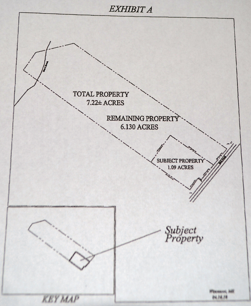 A diagram shows the 1.09-acre parcel where a developer plans to build a Dollar General Store in relation to a 6.13-acre parcel that belongs to Ship's Chow Hall.