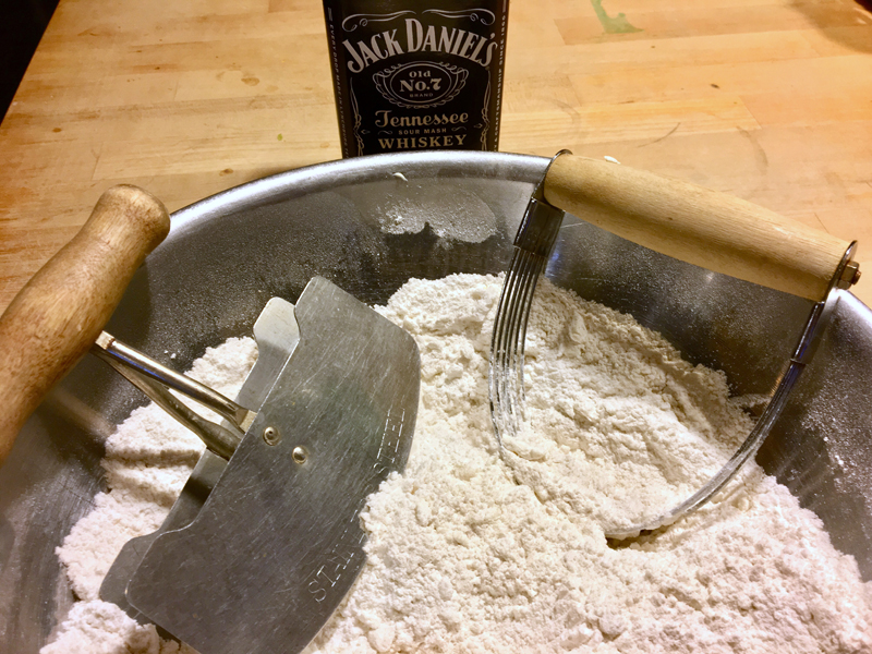 Cut the butter into the flour mix with a cutting tool or a couple of knives. (Suzi Thayer photo)