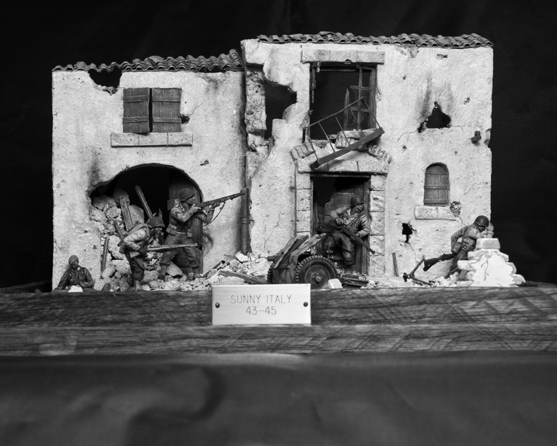 An Ed Strausberg diorama depicts the U.S. Army's 442nd Regimental Combat Team in Italy. Many of the team's soldiers were Japanese-Americans whose families were in U.S. internment camps. (Jack Lane photo/courtesy Ed Strausberg)