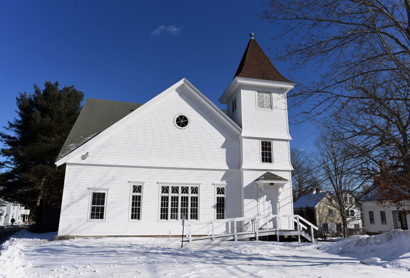 The Damariscotta United Methodist Church, at 40 Church St. in Damariscotta, is for sale. The congregation and the church-hosted pet food pantry plan to move to another space. (Jessica Picard photo)