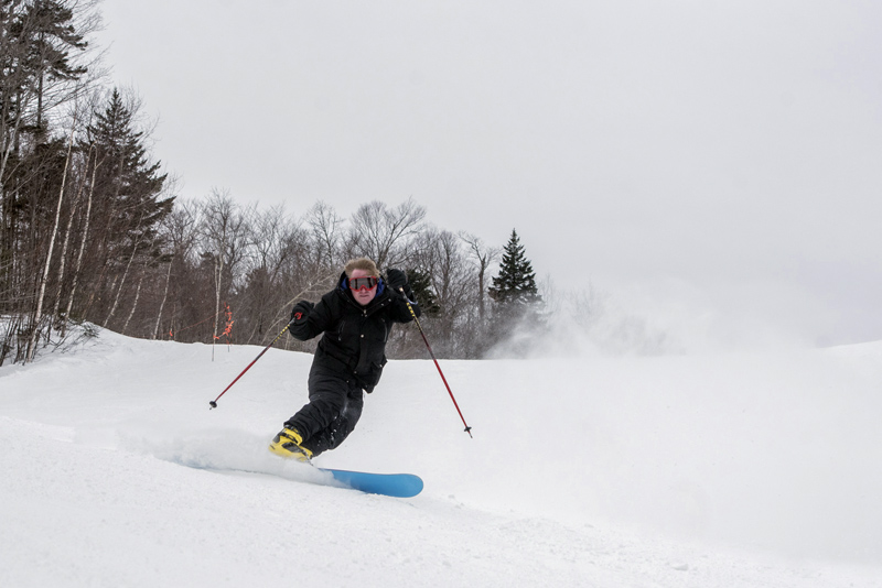 C.J. Turner rides a monoski at Sunday River Resort in Newry on Sunday, Feb. 3. Sunday was his first time back on the slopes since he broke his right tibia in April 2018. (Photo courtesy Sunday River Resort)