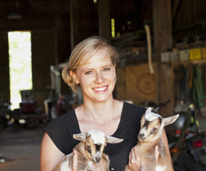 Kirsten Lie-Nielsen with baby goats.