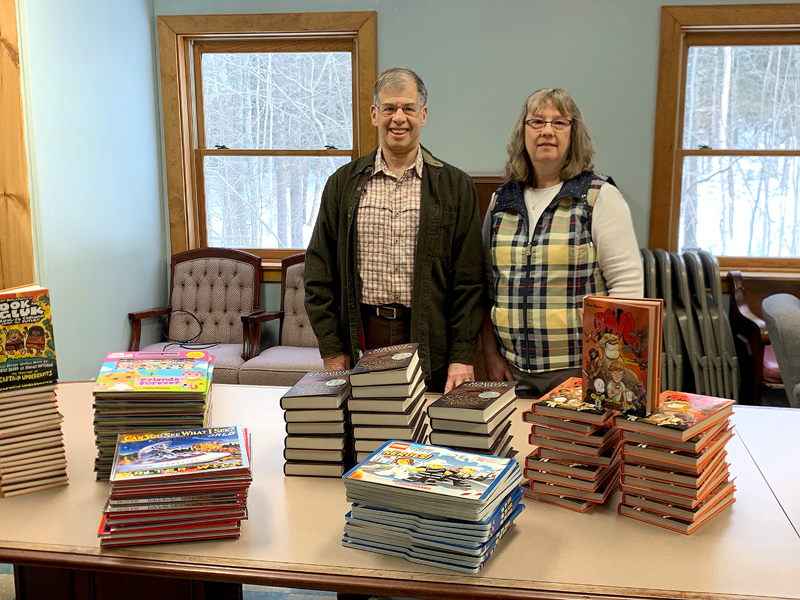 Scholastic, the global childrenÂ’s publishing, education, and media company, has donated over 100 hardcover books to CarolÂ’s Corner at Sheepscot Valley Health Center in Whitefield.