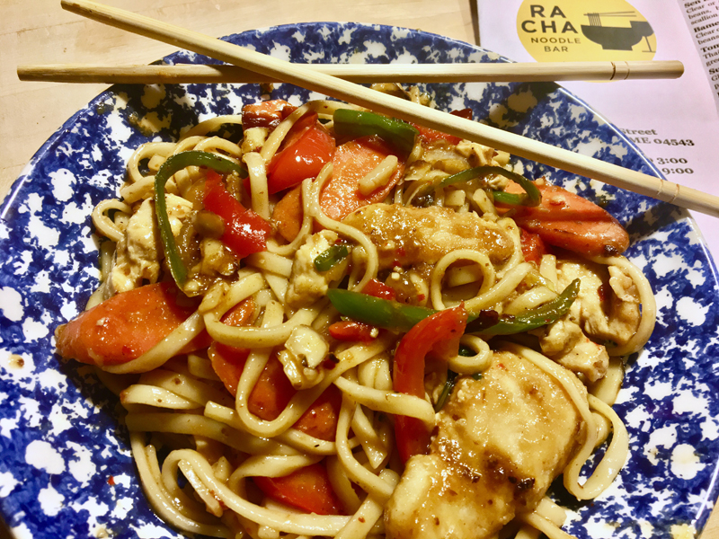 I have been loving the noodle dishes at Racha and tried my hand at making them at home. They weren't Racha, but they weren't bad. (Suzi Thayer photo)