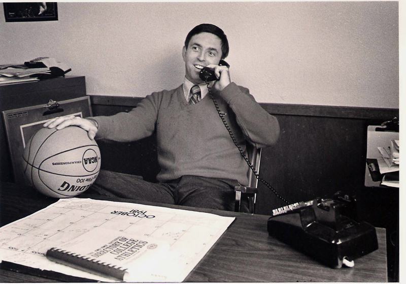 Rick Simonds in October 1981, during his third year as men's basketball coach at St. Joseph's College and shortly after a promotion to director of athletics. (Photo courtesy St. Joseph's College Athletics)