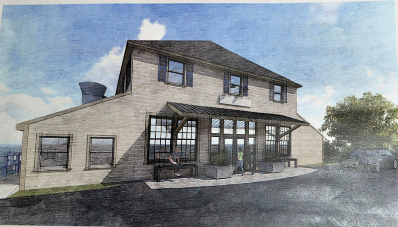 A rendering shows possible changes to Le Garage in downtown Wiscasset. The Wiscasset Historic Preservation Commission is reviewing an application for a certificate necessary to do the work.