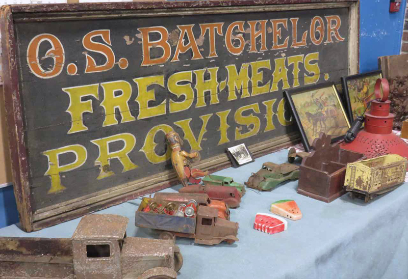 Vintage toys and signs are just one category of collectibles at the Bath Antique Sale. (Photo courtesy George Jones)
