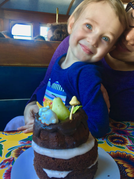 Ruby, my little grandniece, loved the cake I made her. (Suzi Thayer photo)