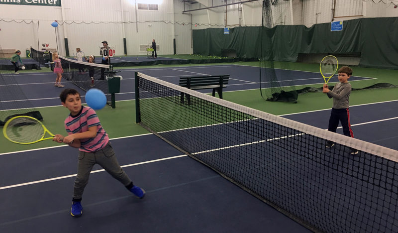 First- and second-graders visit the Central Lincoln County YMCA. The students will be going to the CLC Y periodically for tennis lessons.