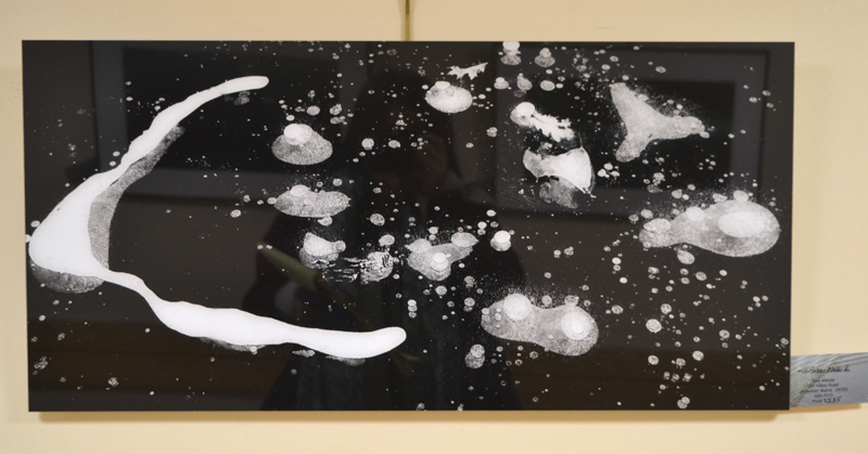 Tony Marple's "Frozen Nebula," a large black-and-white photograph on aluminum, is part of Marple's show in the hall gallery at LincolnHealth's Miles Campus, which runs through Friday, May 3. (Christine LaPado-Breglia photo)