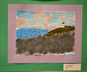 "Pemaquid Point," a painting by Bristol Consolidated School fifth-grader Jessica Holladay, part of the current Bristol Consolidated School art show on the walls of the Bristol Area Library through Friday, April 12. (Christine LaPado-Breglia photo)