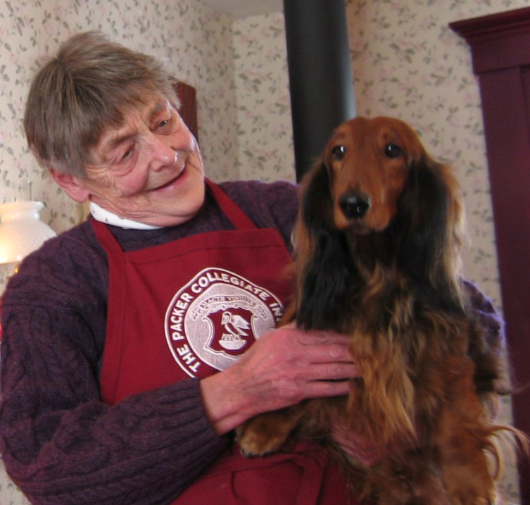 Sonia with her dachshund Vicki.