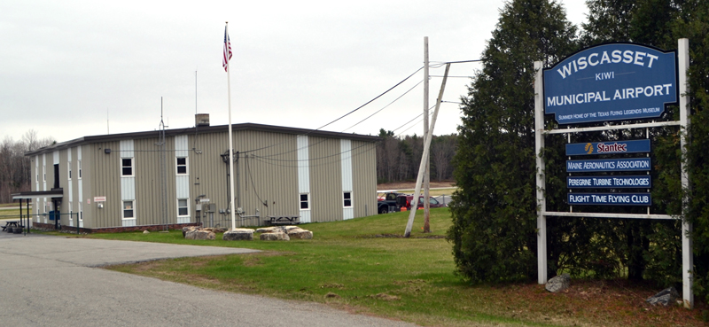 The entrance to the Wiscasset Municipal Airport. The town's acquisition of an avigation easement from Chewonki Campground will secure the airport's future. (Charlotte Boynton photo)