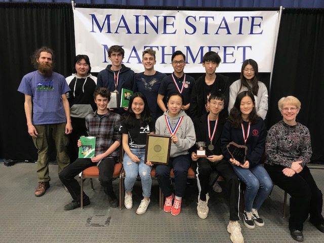 The Lincoln Academy 2019 Maine State Champion Math Team.