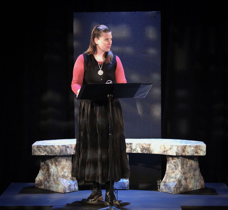 Whitefield actor Elise Voigt stars as Medea in Heartwood Regional Theater Company's production of the Robinson Jeffers adaptation of the classic Euripides play "Medea." (Photo courtesy Griff Braley)