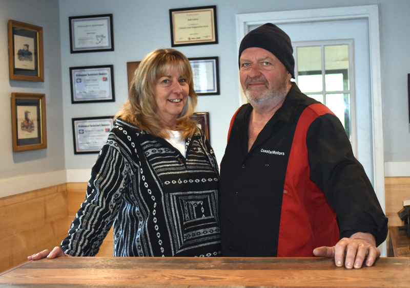 Kim and Bob Carew own Coastal Motors, a new auto repair shop in North Newcastle. The garage opened early this year. (Alexander Violo photo)