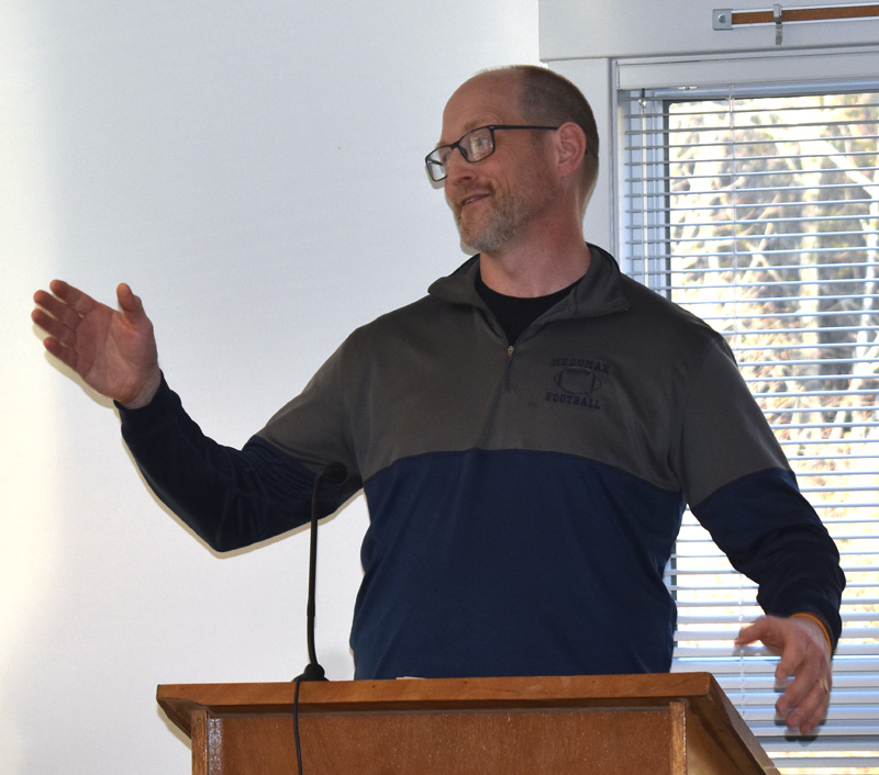 Moody's Diner co-owner and General Manager Dan Beck discusses plans to build an addition onto the restaurant during a Waldoboro Planning Board meeting at the municipal building Wednesday, May 8. (Alexander Violo photo)