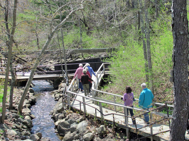 Visitors stroll along the Damariscotta Mills fish ladder.