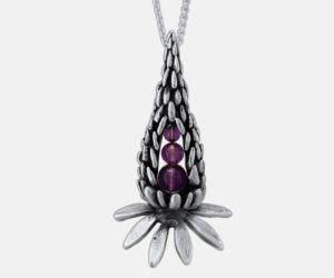 Peapod Jewelry's new sterling Peapod lupine necklace with amethyst.