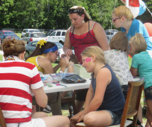 Having fun with face painting at Waldoboro Day.