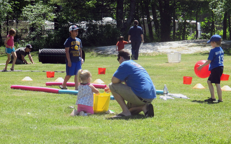 Kids play games at Waldoboro day.