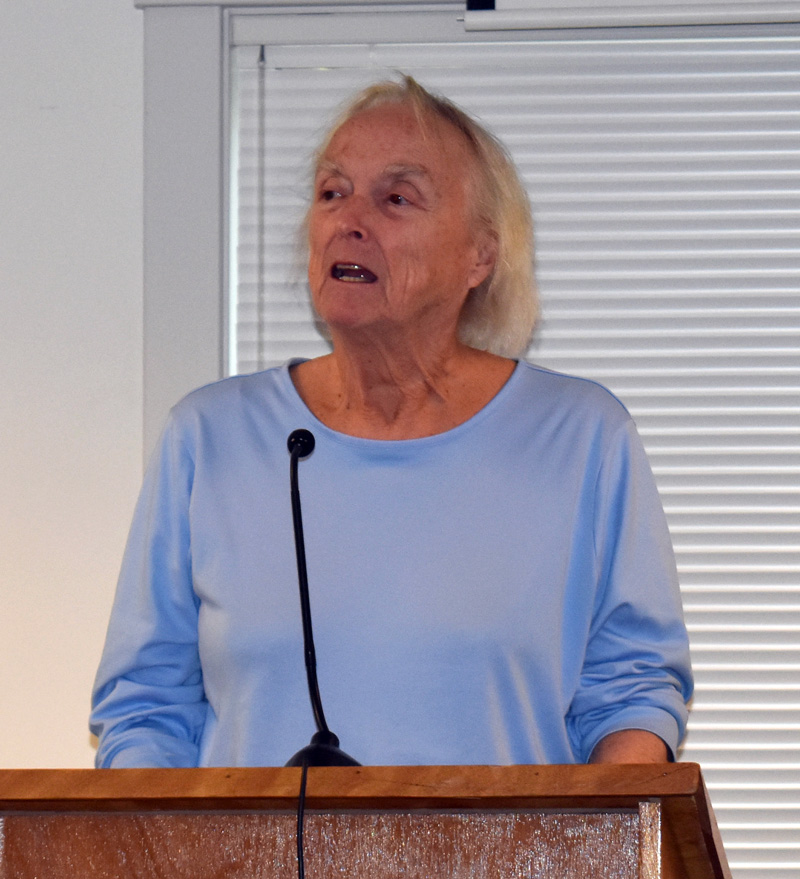 Betsy Wooster asks the candidates about the role of a community navigator. (Alexander Violo photo)